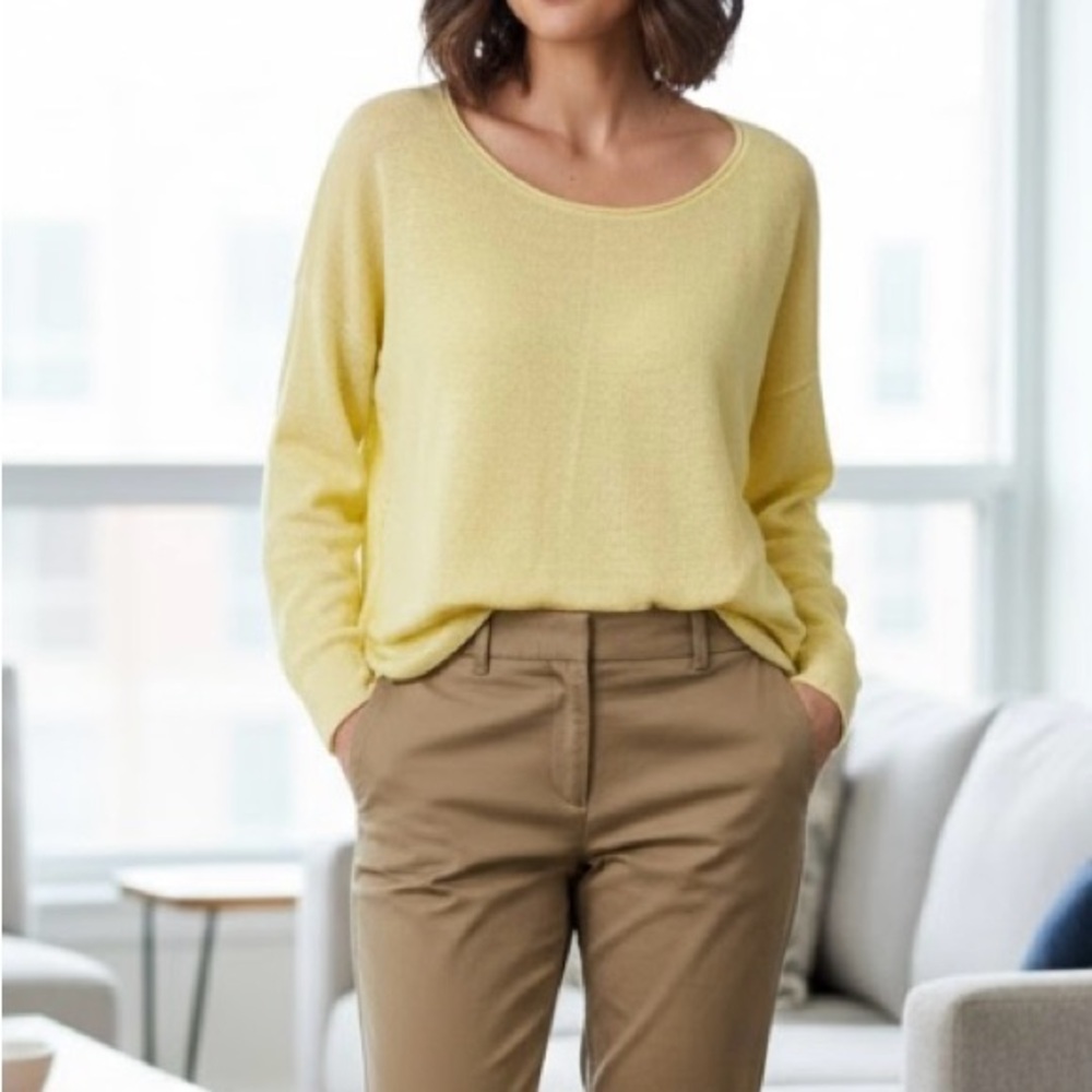 Haven Well Within butter yellow long sleeve sweater, lightweight, linen, large